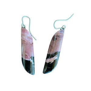 Handcrafted Natural Stone Rhodonite Dangle Earrings